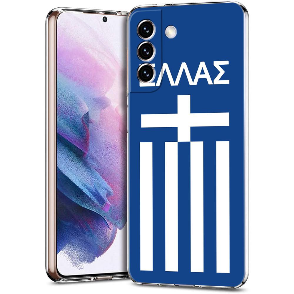 Transparent for Samsung Galaxy S25 S24 S23 S22 S20 S21 FE Ultra S24 S23 S10 S10E S9 Plus Phone Case Soft TPU Greece Greek Flag