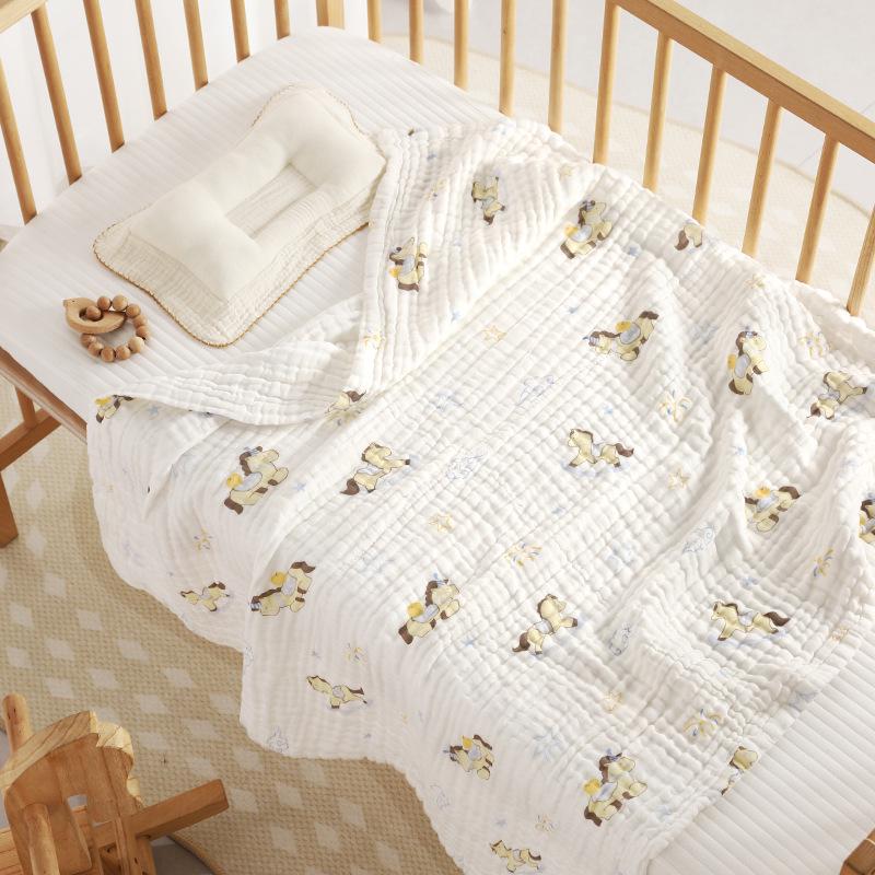 110x110cm High Density Pure Cotton Six-Layer Gauze Baby Bath Towel and Toddler Blanket