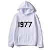 Felpa con cappuccio unisex trendy e larga, stampa floccata, High Street 1977