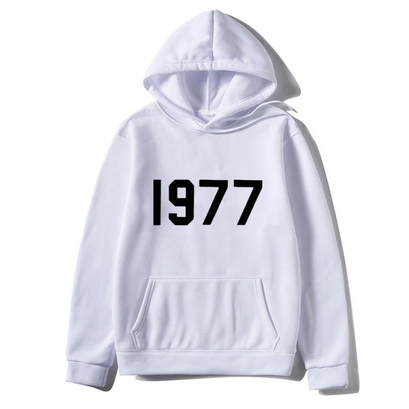 Felpa con cappuccio unisex trendy e larga, stampa floccata, High Street 1977