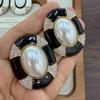 Retro Hong Kong Style Slightly Inlaid Zircon Enamel Glaze Large Earrings, Personality Trend Exaggerated Large Stud Earrings Fashion Earrings