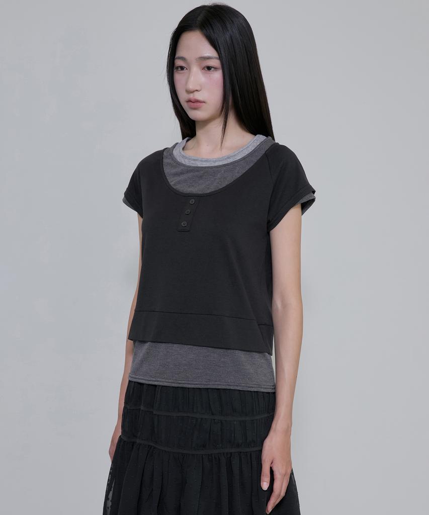 Peulleeoeob 3-Layered Henley T-Shirt (Fl-151_Black)