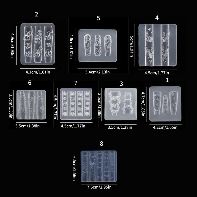 3D Flower Nail Art Silicone Molds Silicone Nail Carving Mold Bows Earrings Mold Pendant Jewelry Making Tools for Women