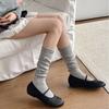 Season Thin Lace Bow Calf Socks Curled Edge Cute Korean Solid Color Girl Style Stacking Socks