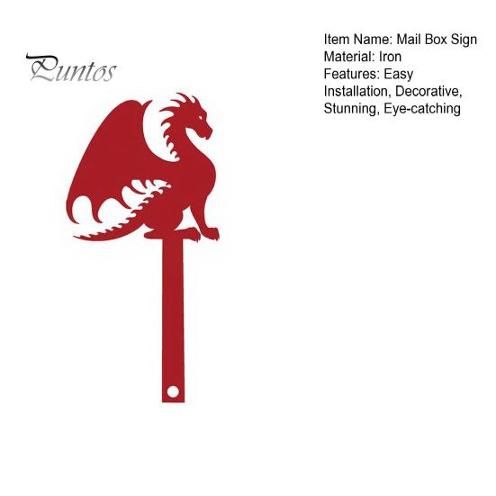 Wooden Mailbox Sign Metal Flag Replacement, Decorative Dragon Stake Sign, Garden Decor Winged Shape Ornament for Outdoor Mail Box Decoration Magnetic