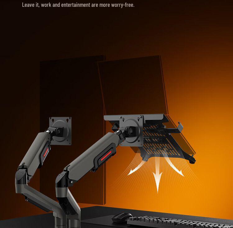 HKC Dual-Bildschirm Monitorständer: Zwei-in-Eins Rotierender Mechanischer Arm mit Bohrerfreiem Heben (KR51)