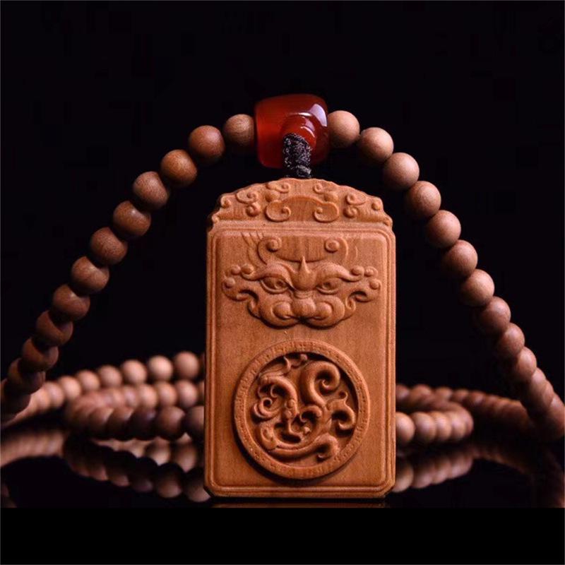 

Подвеска из сандалового дерева ручной резьбы в виде дракона и феникса, ожерелье-свитер All Natural