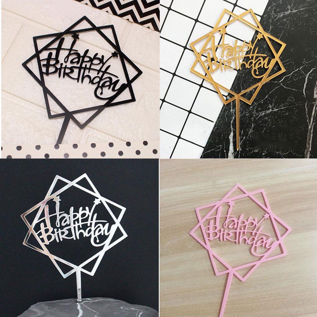 Doppelschichtiger quadratischer Sternkuchen Acryl-Topper DIY Cupcake-Stiel Geburtstagsparty Dessertdekoration