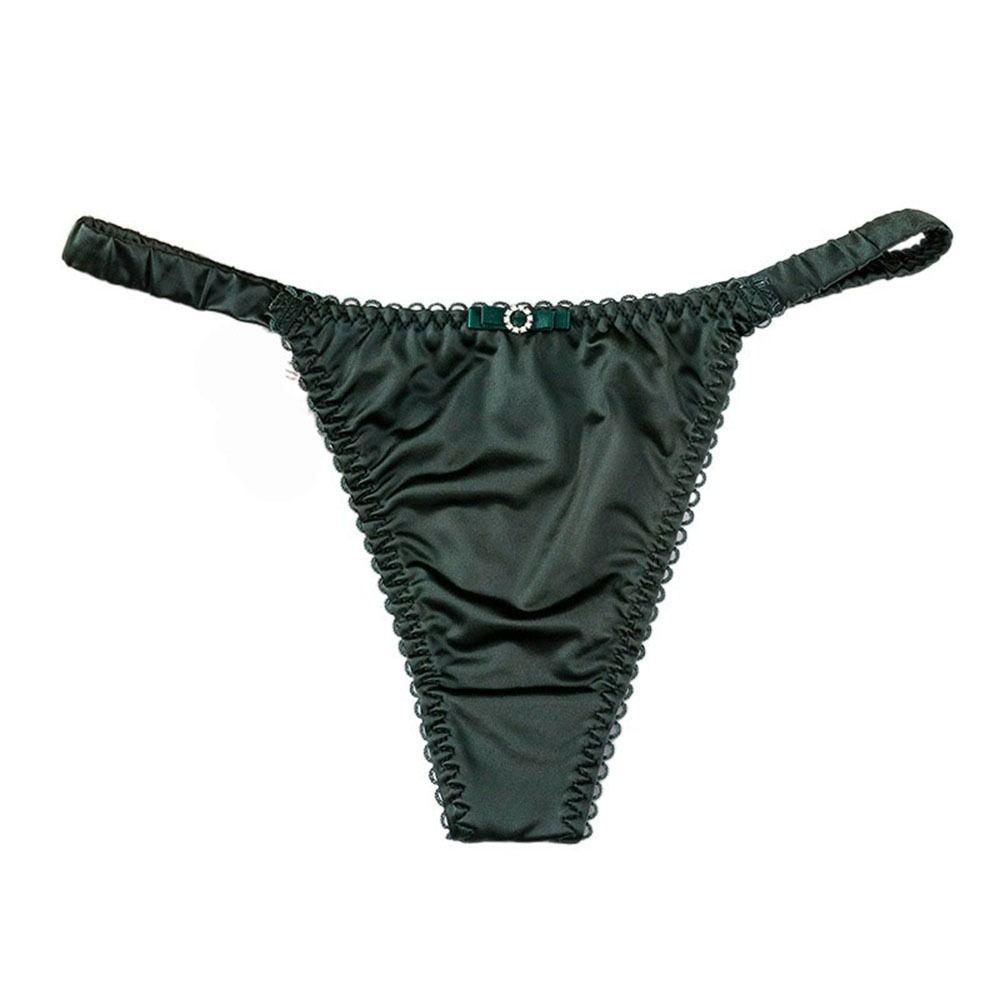 Effen Dunne Riem Dames Tanga Vrouwen Lingerie Satijnen Slipje Strik Panty Zacht Comfort Voor Meisje Lage Taille Onderbroek 1pc black