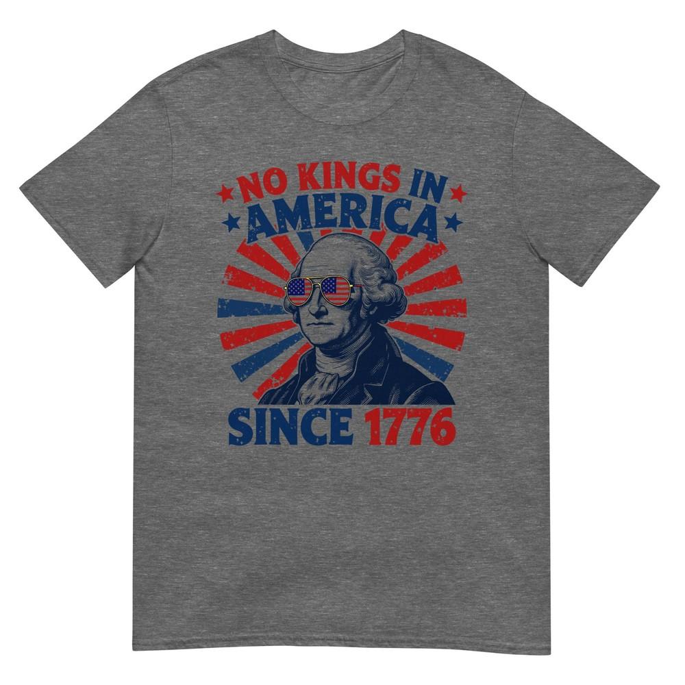 No Kings In America Since 1776 Distressed Flag Usa Vintage Tshirt