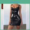 Pu Leather Bodycon Dress With Splicing Technique For Nightclub Dancing And Fashion Enthusiasts