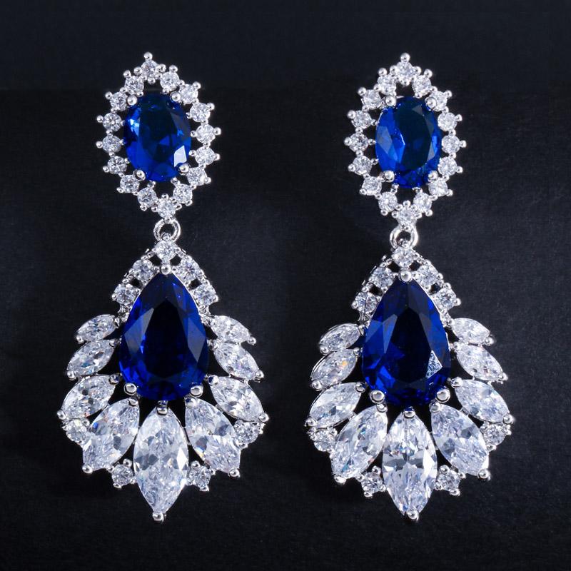 Ircons Elegant Chandelier AAA+ Cubic Zirconia Long Big Crystal Bridal Dangle Drop Earring for Wedding Jewelry CZ202