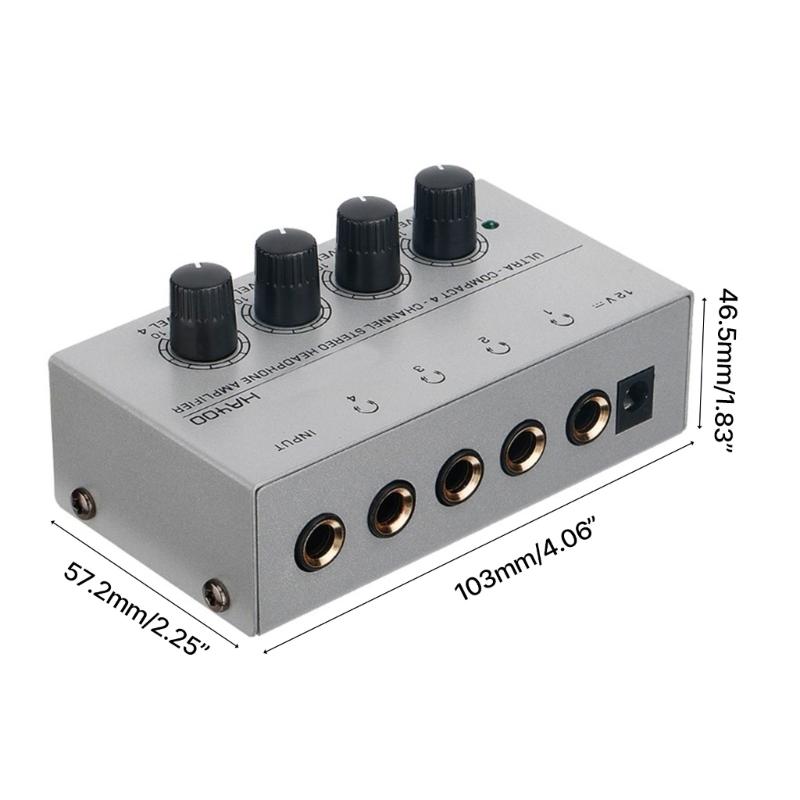 American/European Standard 4 Way Headphone Amplifier HA400 with Power Adapter Separate Control Earphone Amplifier
