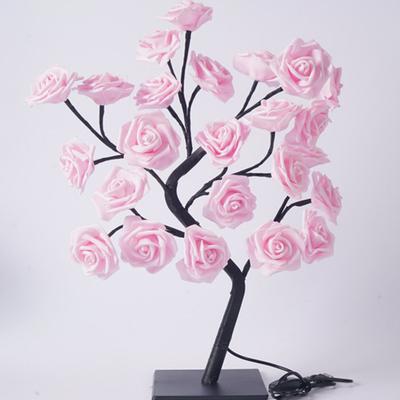 Yousheng Rose Flower Tree Lamp 24 LED Rose Tree Table Lamp USB Powered Artificial Bonsai Flower Night Light for Bedroom Living Room Wedding