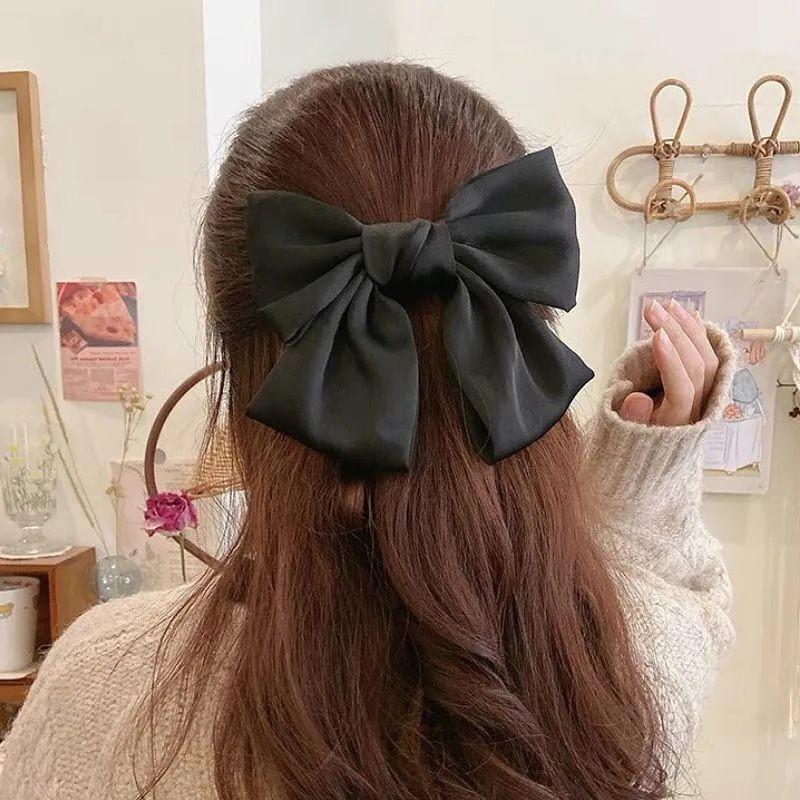 Black Big Bow Headband Hairpin Women'S  Clip Hair Accessories Autumn Hairpin