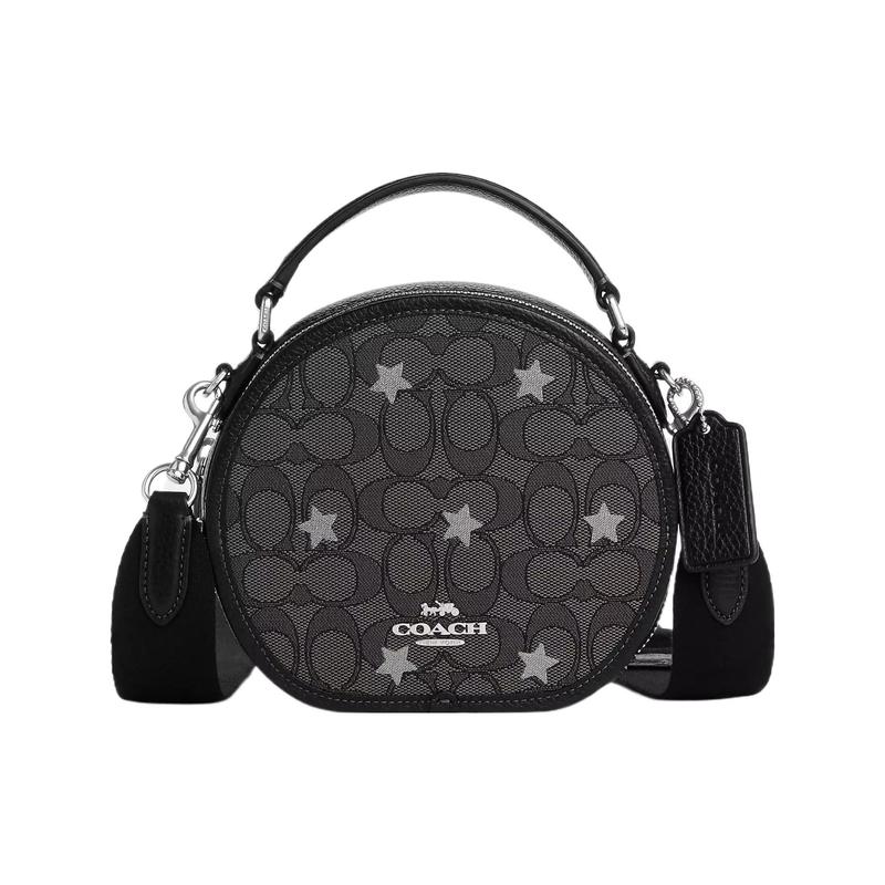 

COACH Canteen 17 Metal Logo Letter Fun Print Zipper Closure Star Print Pebble Leather Hand-held Shoulder Crossbody Bag Small Women s Black чорний