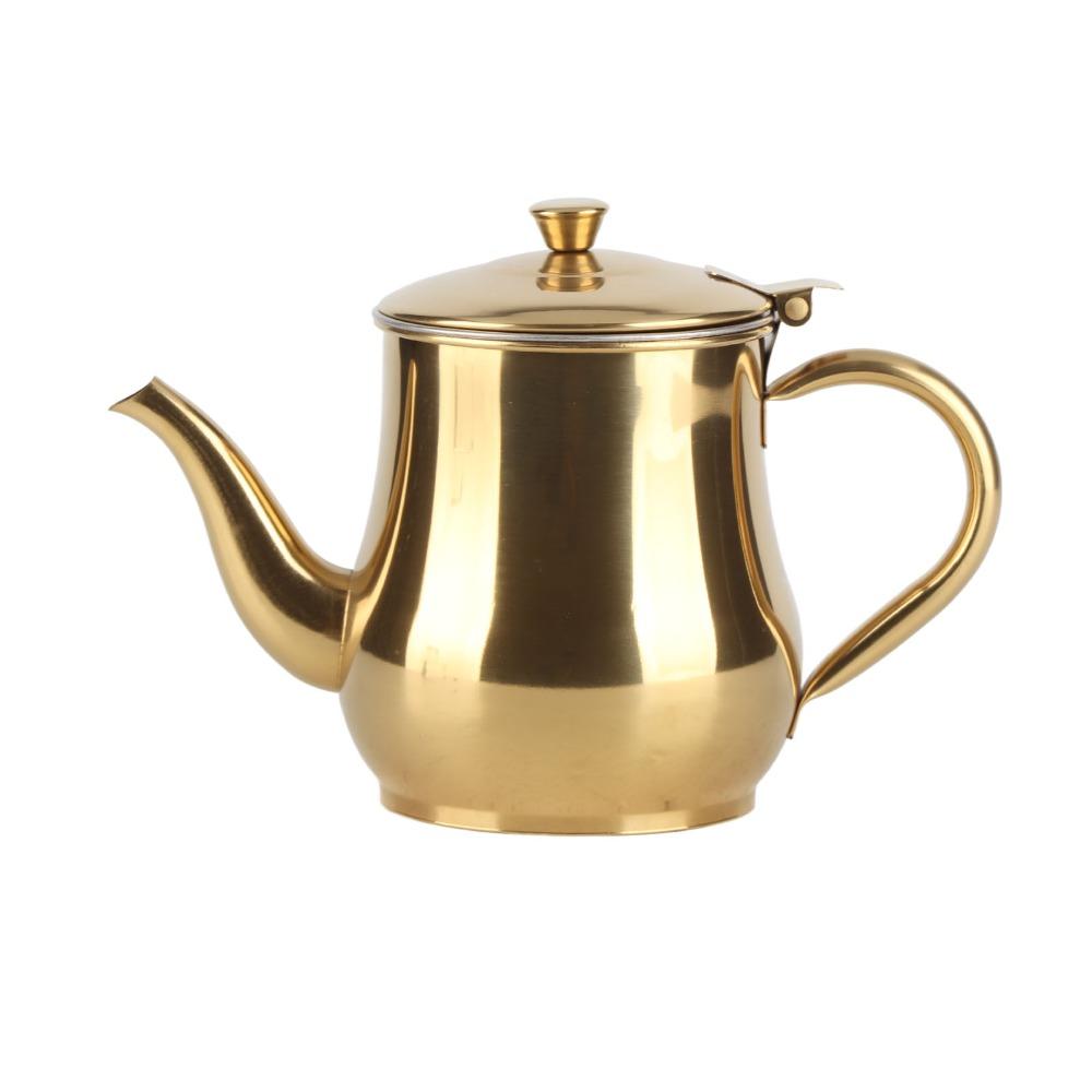 500ml Capacity Coffee Tea Kettle Mesh Filter Stainless Steel Stainless Steel Tea Pot Gold Tea Pot with Filter Kitchen Use
