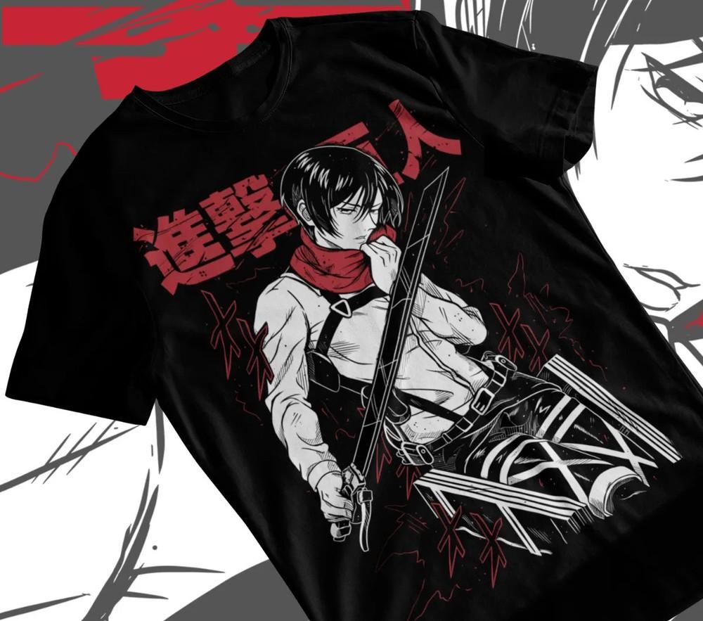 Anime Mikasa Ackerman Attack On Titan Black T-Shirt Unisex T-Shirt S