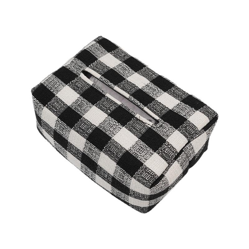 Simple Plaid Hanging Car Tissue Box Dual Use For Car And Home
