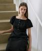 DEHEVE Square Neck Puff Dress [Black]