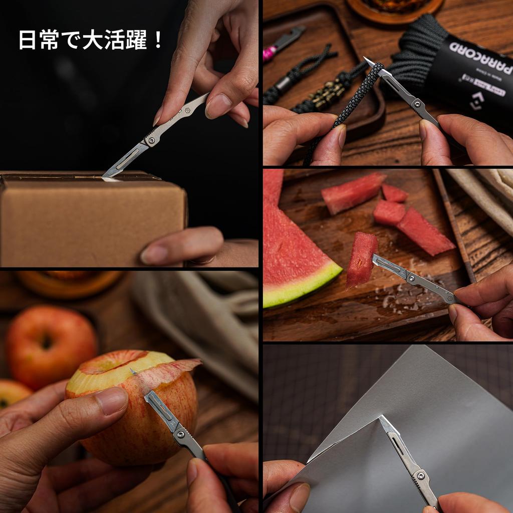 KeyUnity KK13 Mini Titanlegierung Kunst 10 Ersatz Bastelpapier Schnitzen Taschenklappmesser Messer, Messer, Klingen, Schneider, Messer, (Silber)