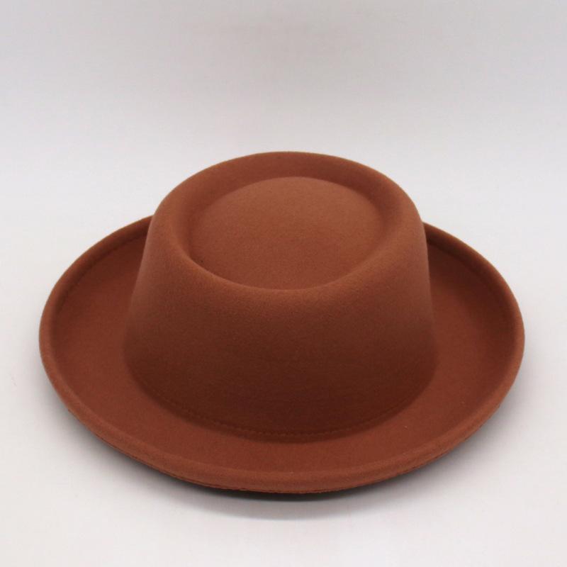 

Retro Concave Hat Autumn And Winter Curled Top Hat Men S And Women S Felt Hat Curled British Vintage Jazz Hat One size fits all [concave and convex curling]