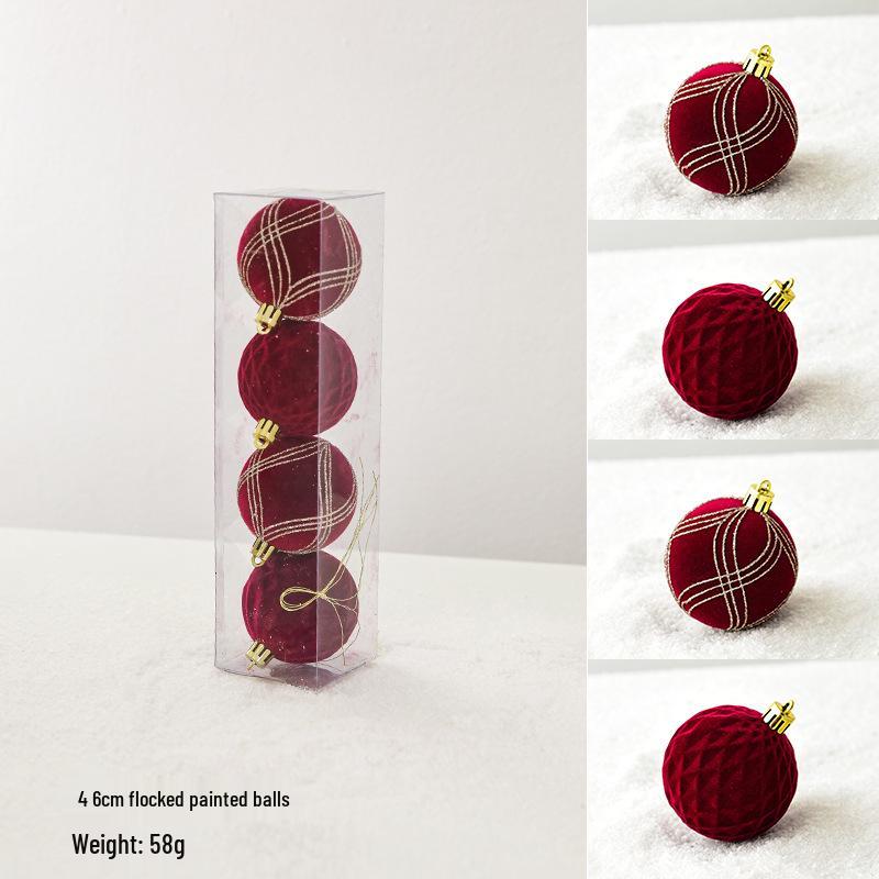 

Красный флокированный расписной елочный шар для DIY украшения елки и витрины