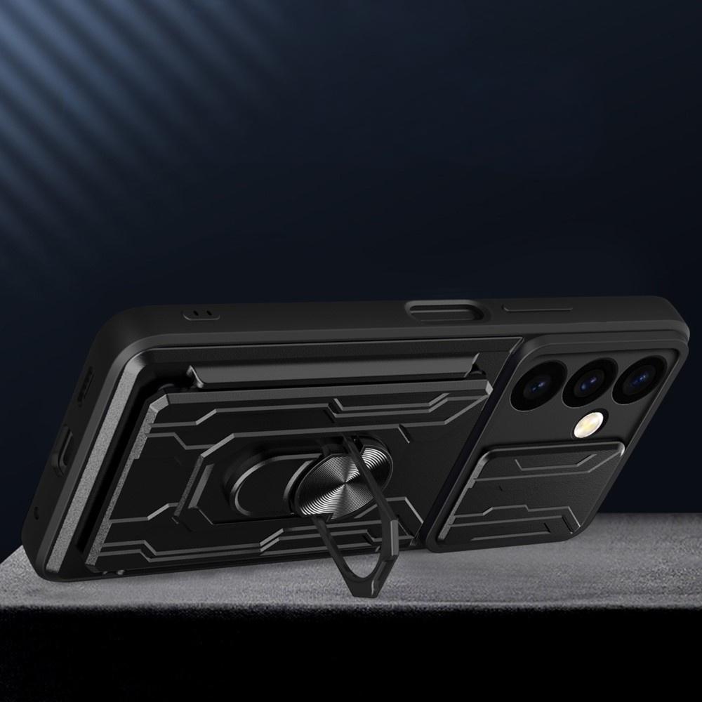 Armored Case for Samsung Galaxy S24, Camera Slide Card Slot, Black