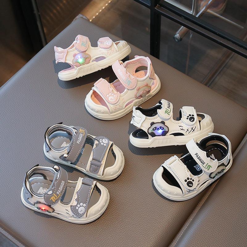 New Summer Luminous Closed-toe Sandals, Waterproof Soft Sole Toddler Walking Shoes