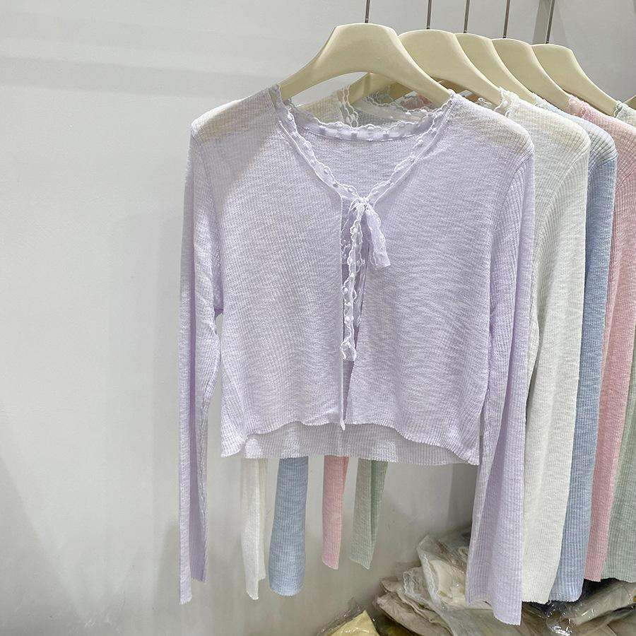 1116 New Knitted Shawl Cardigan Women's Long Sleeve Short Fashion Versatile Casual Knitted Cardigan