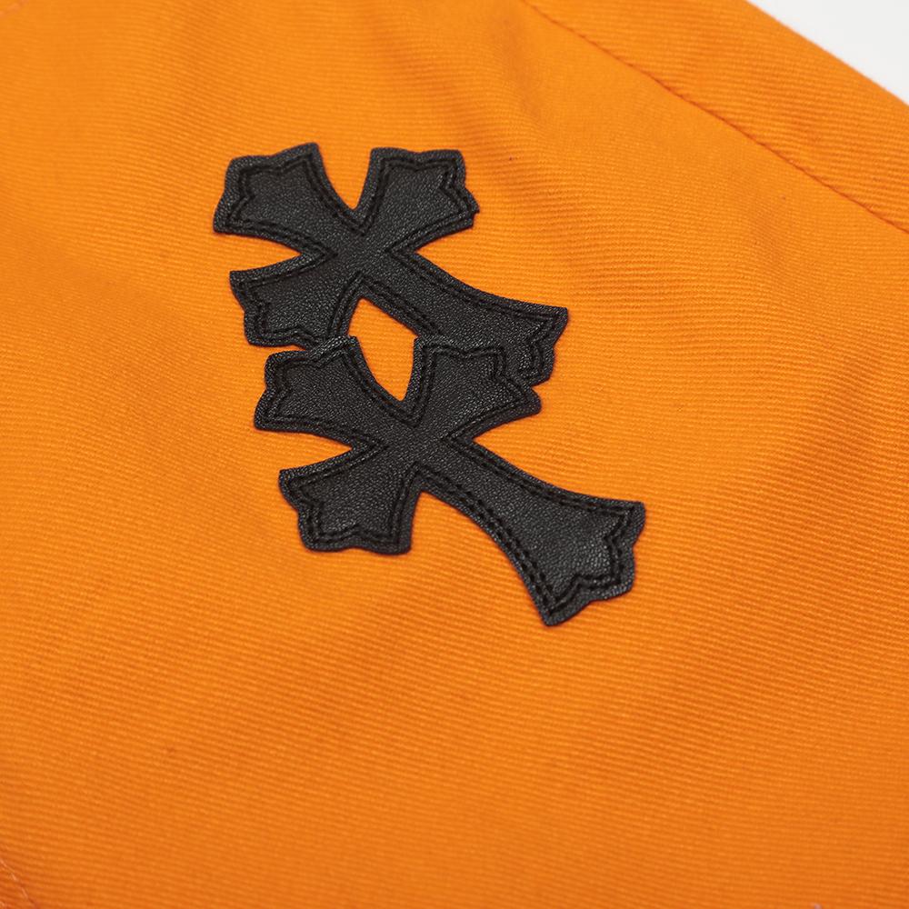 7709 CHROME HEARTS Pánské a dámské trendy džíny v americkém stylu s látkovými nášivkami, ležérní a módní high street kalhoty