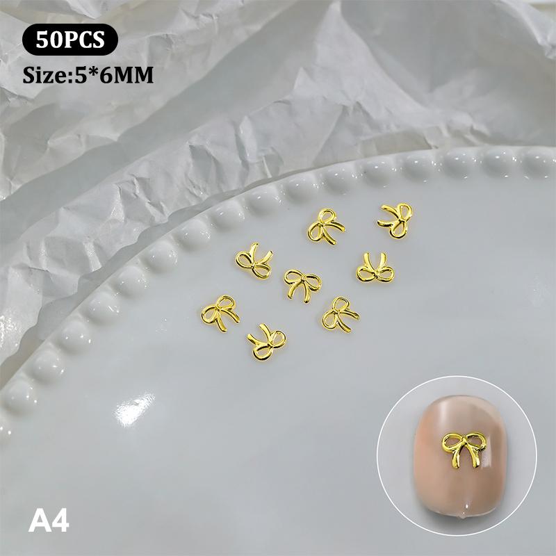 

50 шт. металлический сплав бант украшения для ногтей серебряные золотые подвески для ногтей DIY маникюрный дизайн ювелирные изделия аксессуары инструменты