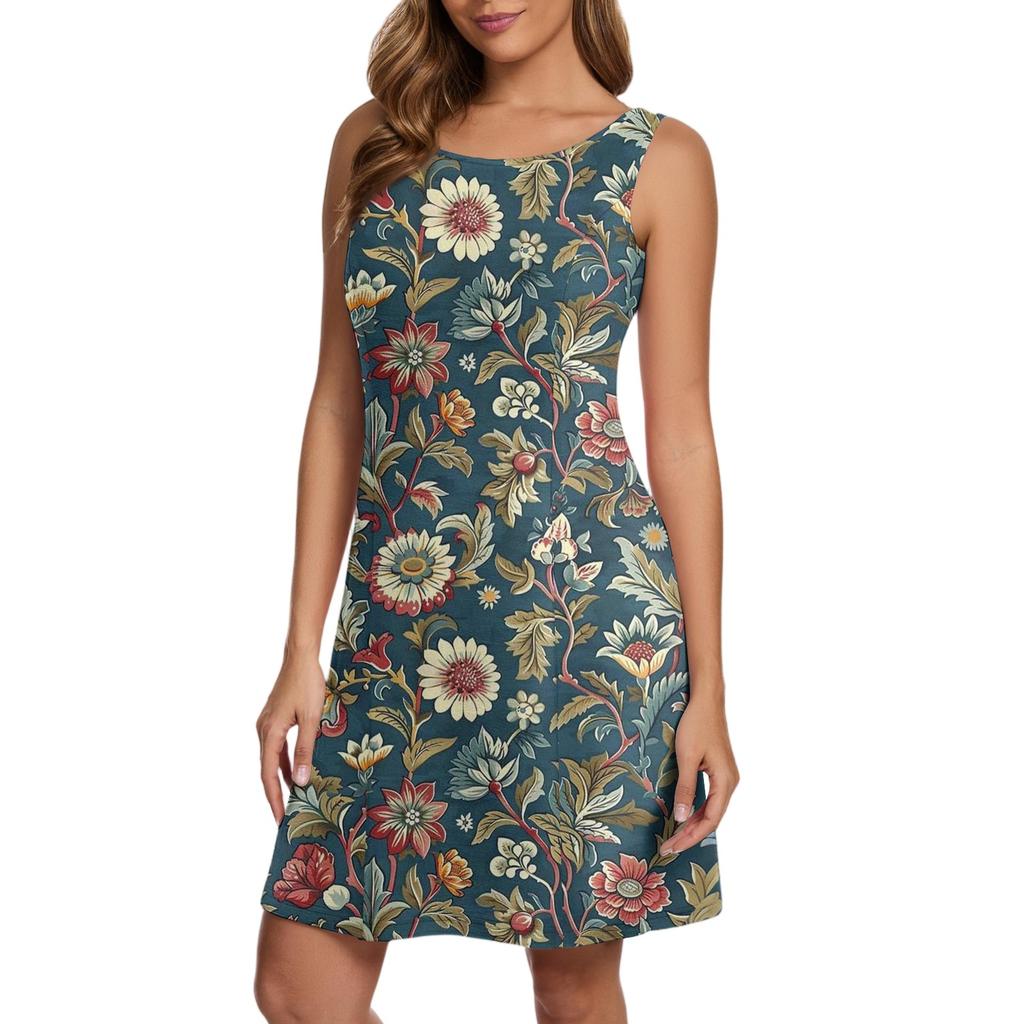 Women's Casual Fashion Floral Printed Vest Dresses