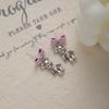Personalized Niche Daily Glossy Love Bear Stud Earrings, Metal High-End Bow Earrings