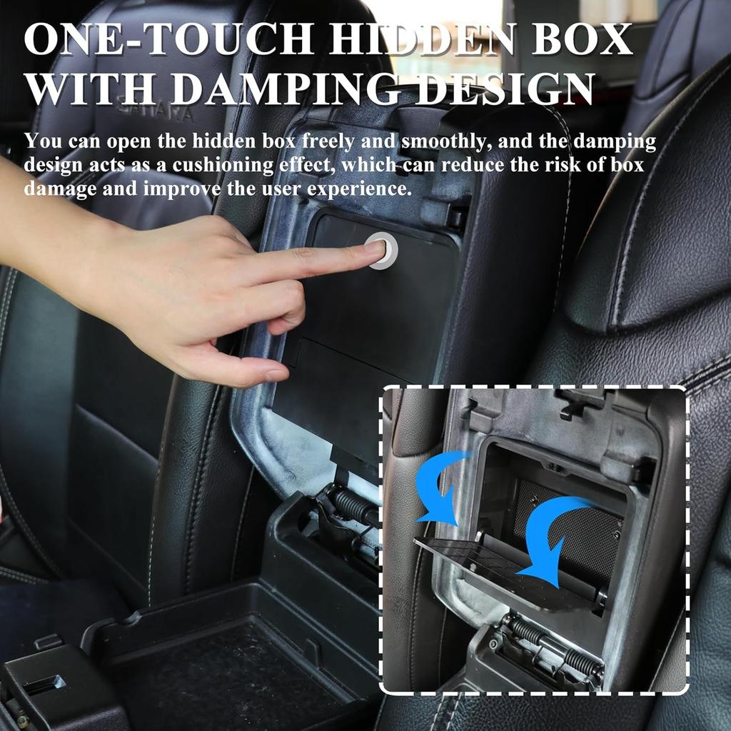 Jeep Wrangler JL One-Touch Hidden Storage Console Box, Modern Center Console Box, 6.77 X 6.16 X 1.81 Inches, Black