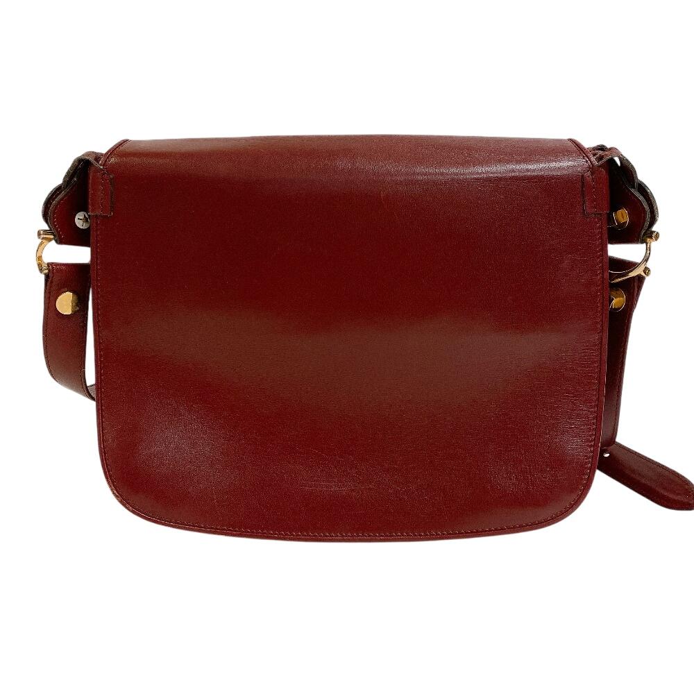 CARTIER flap Must Line leather Shoulder Bag Bordeaux leather Women Used