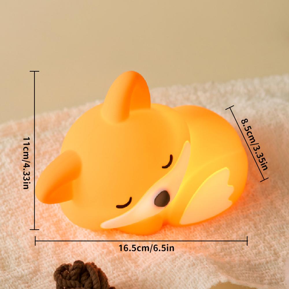 Fox Night Light,silicone lamp,USB charging,Artistic decorative items,birthday gift for friend,Travel,emergency light,timing