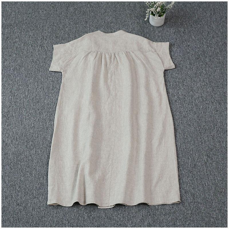 

Dimanaf 2025 Новое летнее платье больших размеров для женщин Винтажные пуговицы Твердое свободное повседневное платье Длинное платье макси XXL бежевый