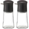 RISU Stavia Luxe Push-Type Soy Sauce Dispenser, 80ml 2-Pack, Glass Oil and Vinegar Cruet, Drip-Free Stainless Steel Spout, Kitchen Tableware