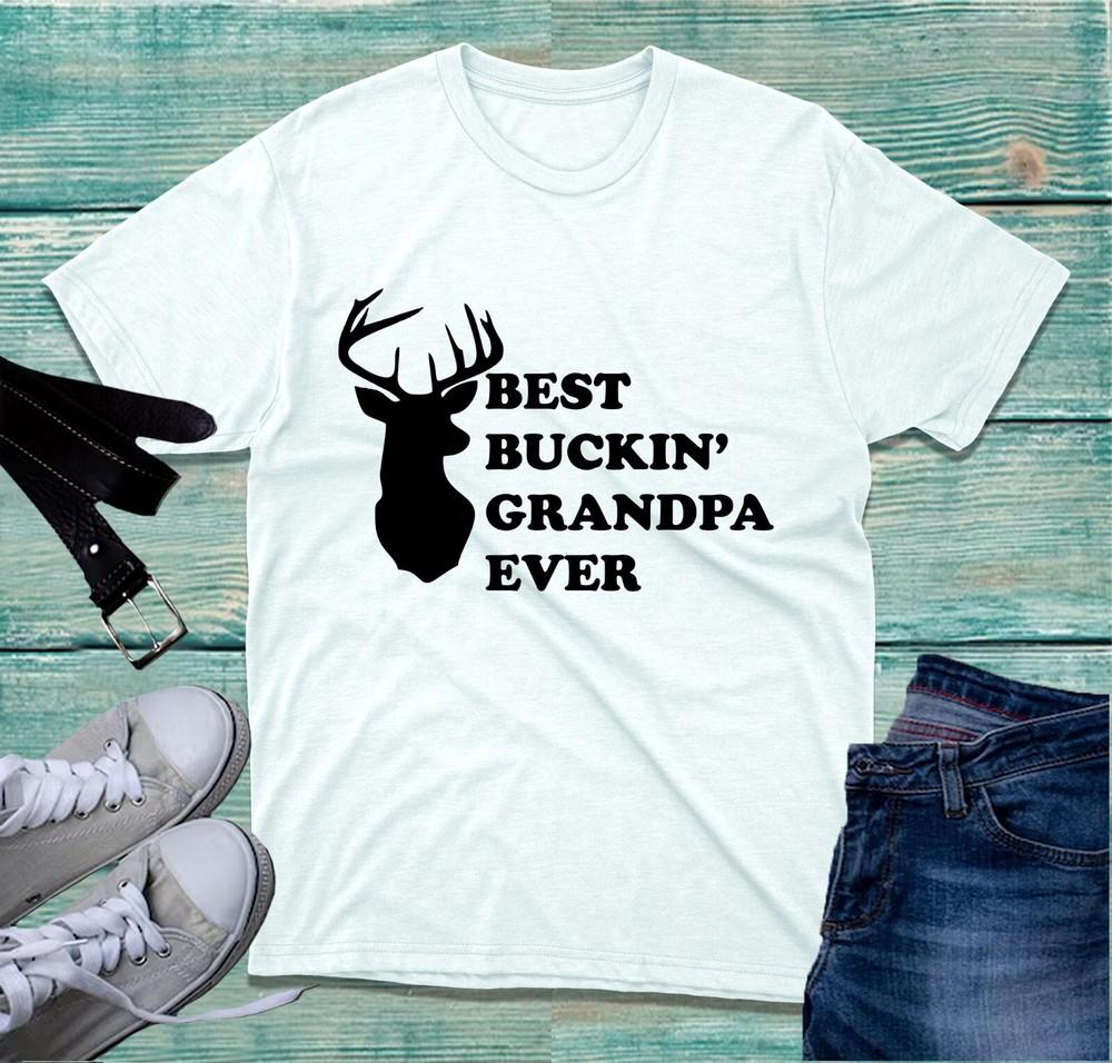 Best Buckin Grandpa Ever Tshirt Deer Hunting Buck Parody Grandpa Hunter Tee Top