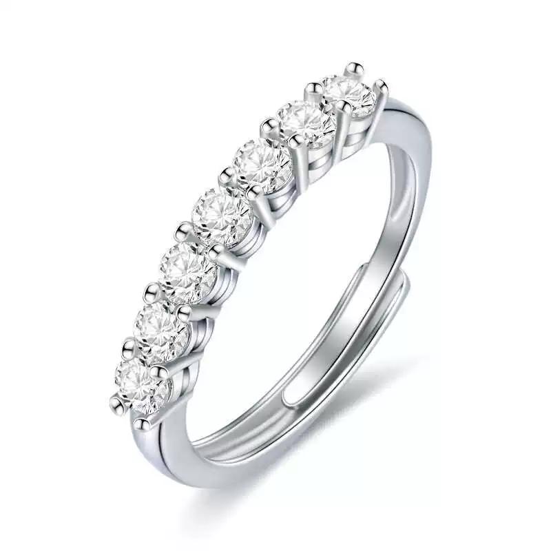 New zircon ring, women's light luxury high-end sense, niche seven princesses stacking rings, diamond rings, zircon diamonds