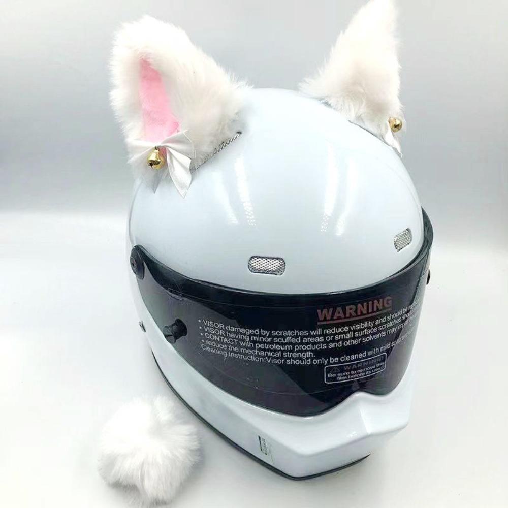 Cute Self-adhesive Motorcycle Helmet Decor Cosplay Soft Plush Cat Ears Smooth Personality Off Road Helmet Ornament