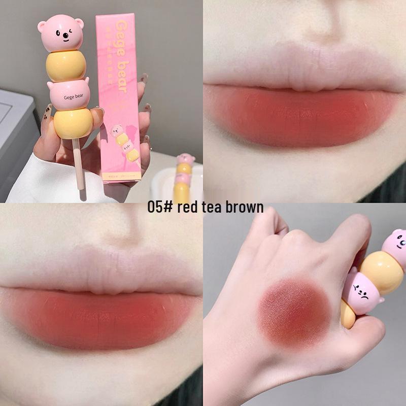 

Gege Bear Tanghulu Plush Lip Cream - Soft Mist Velvet Color Enhancer for Autumn and Winter Makeup.