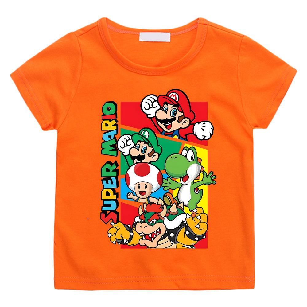 Super Marios for Children Cotton Tee Shirt Crewneck Short Sleeve T Shirt Anime Fashion for Boys Girls Clothing Cartoon Tees High Quality Casual Top