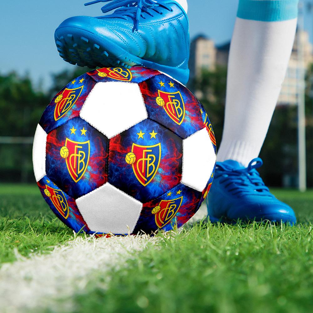 1PC FC Basel Team Size 5 Soccer Ball PrahaIndoor Soccer Ball Colorful All Ages Machine Stitched PVC Competition Ready Durable High-Bounce