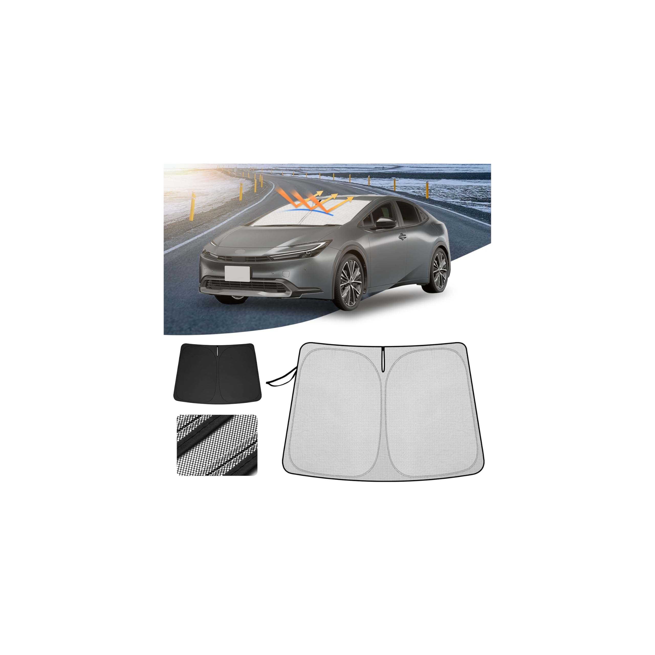 

LIMSTYLE Toyota New Prius 60 Series Windshield Sunshade PRIUS 5th Generation Multi Sunshade ZVW60 MXWH60 Light Blocking Heat Insulation Shade Curtain