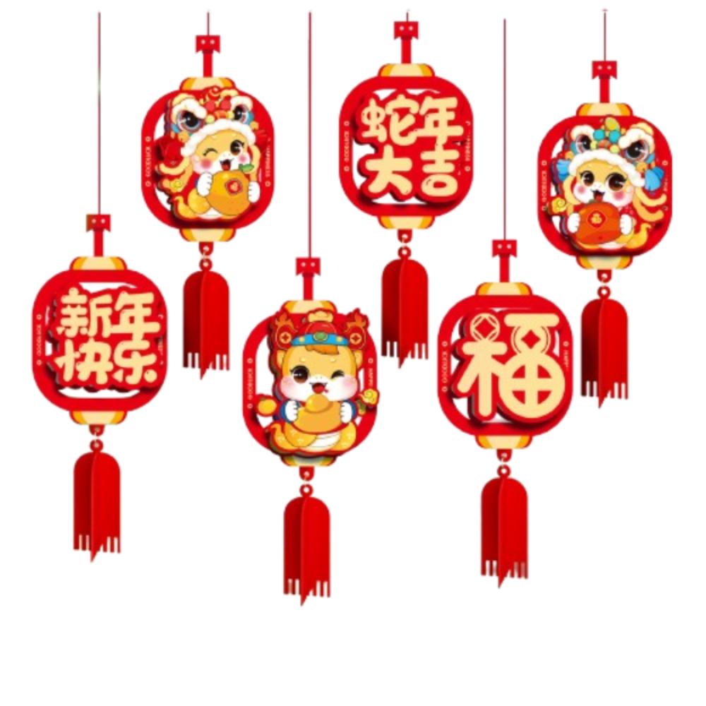 6pcs 3D Chinese Snake Year Pendants Traditional Spring Festival Supplies  Home Living Room Decor