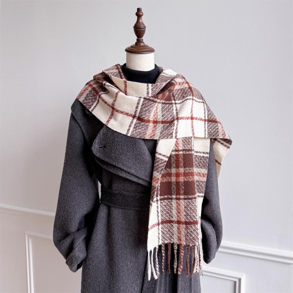 New Women Cold-Proof Winter Warm Scarf Stripe Thick Fashion Luxury Designer Soft Shawls Tassels Pashmina Cashmere Foulard