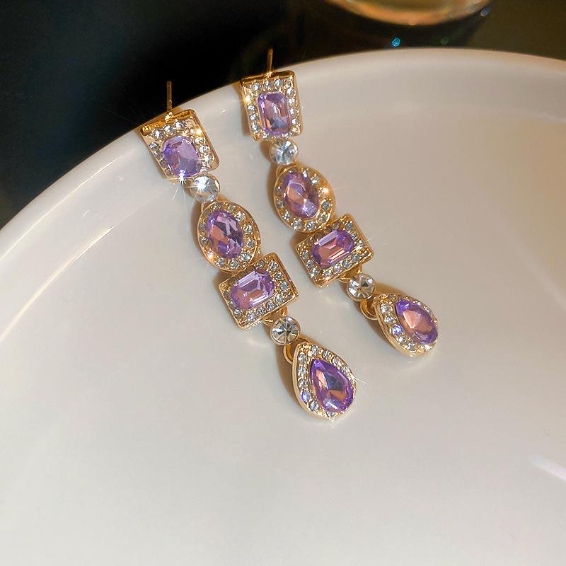 Retro High-End Silbernadel Diamantbesetzte Blumenohrringe, Europäische und Amerikanische Übertriebene Temperamentsohrringe, Leichter Luxus Nischenohrringe