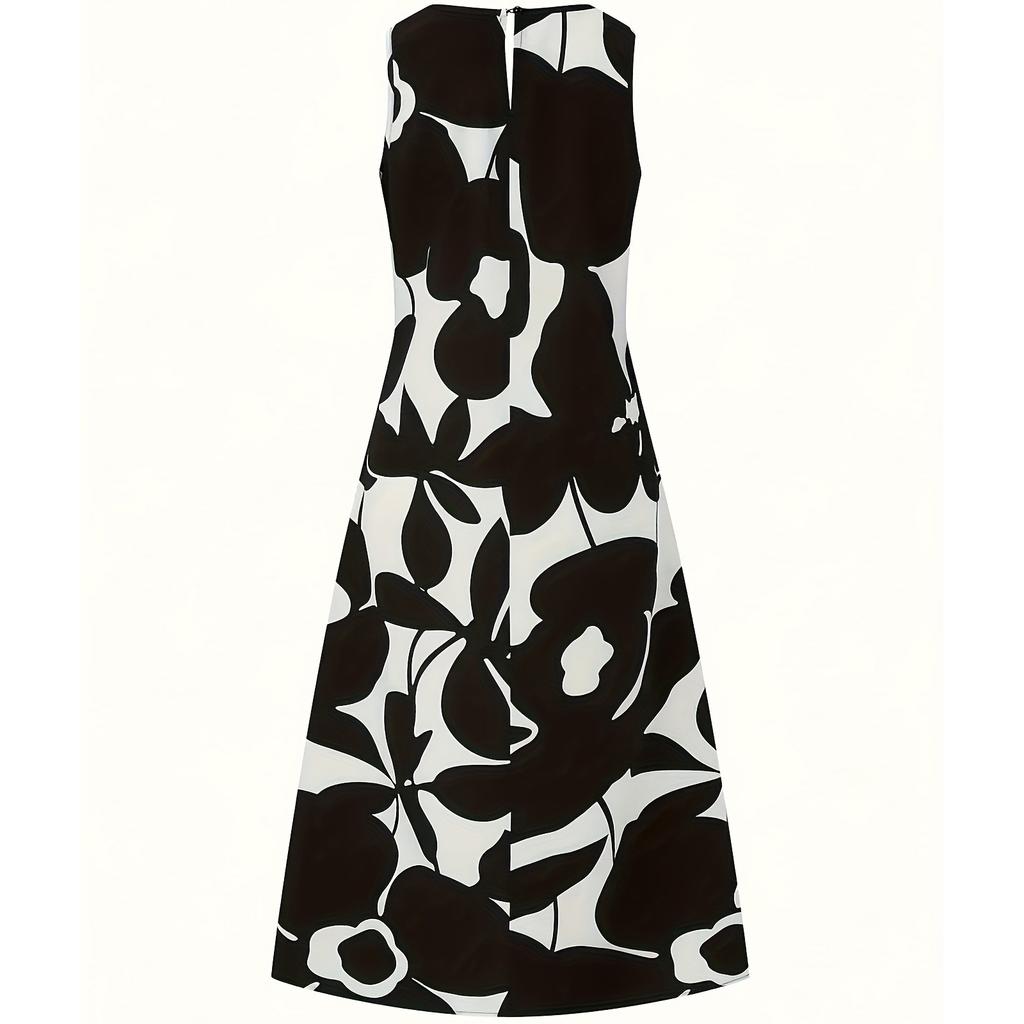 Women's Fashion Printed Round Neck Sleeveless Vacation Casual Dress